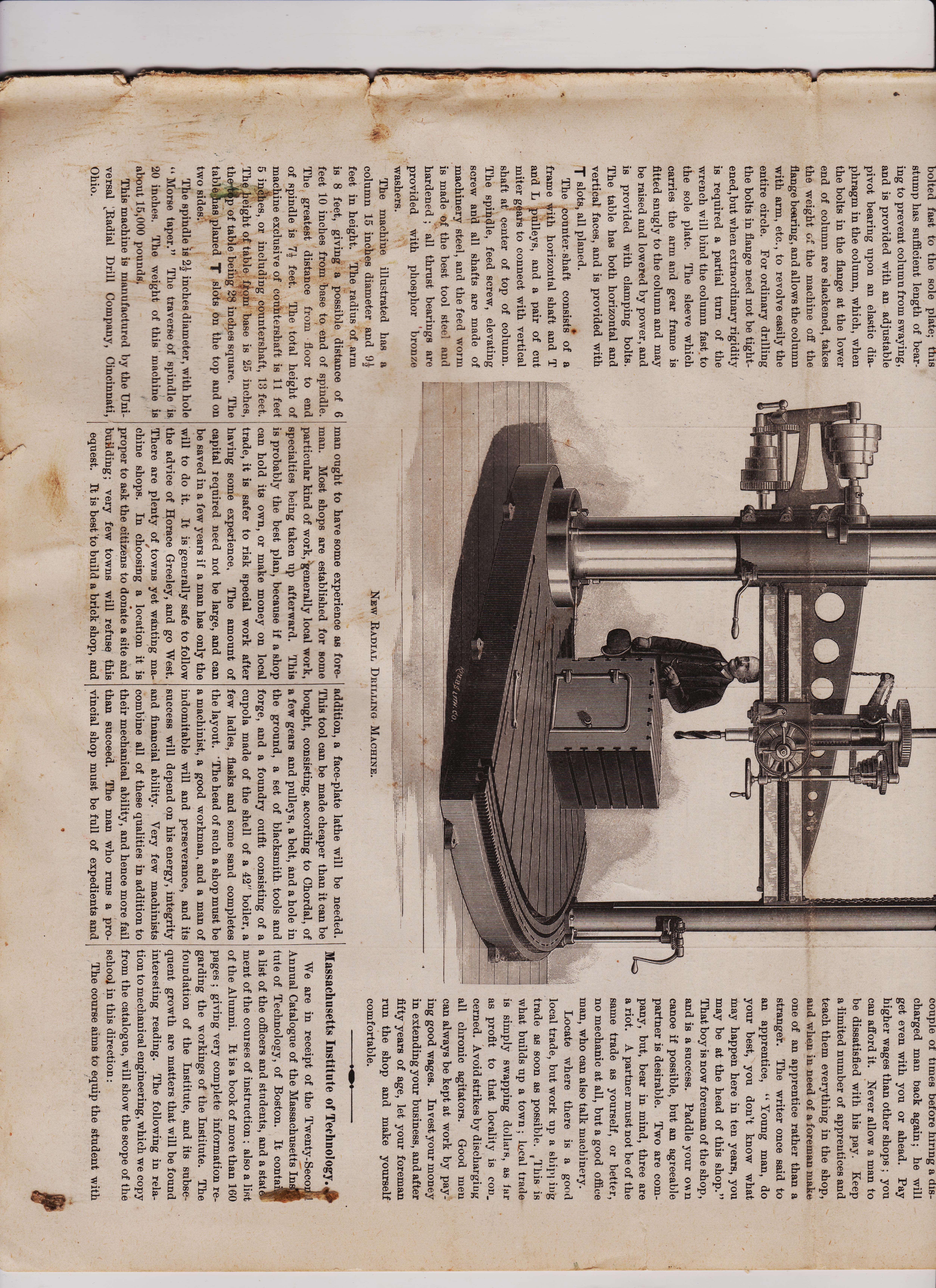 https://antiquemachinery.com/images-American-Machinist-Jan-22-1887/American-Machinist-Jan-15-1887-pg1-cover-bot-New-Radial-Drilling_Machine-Radial-Drill-Co-Cincinnati-Ohio-Starting-a-Machine-Shop-Massachusetts-Institute-of-Technology.jpeg